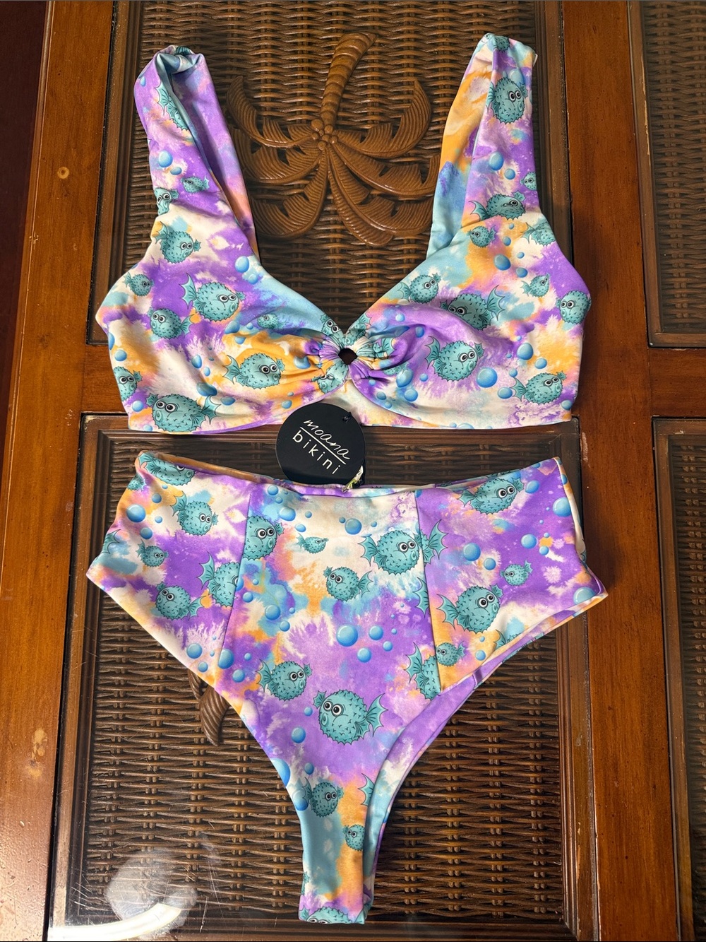 moana bikini Purple & Aqua Puffer Fish Two-Piece Swim Set